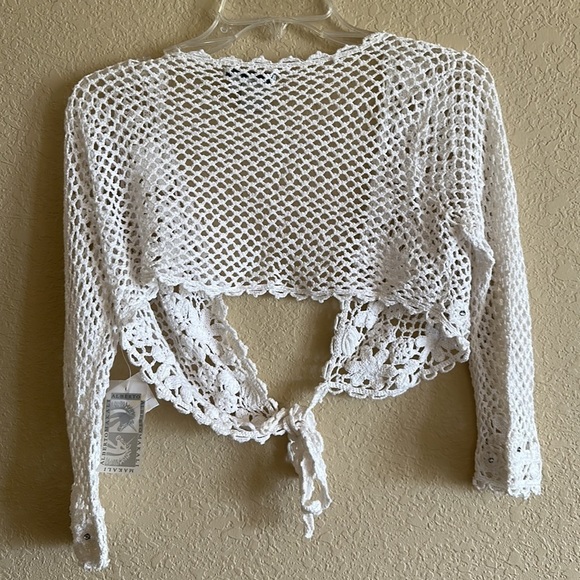 alberto makali white crop top with rhinestones size large - Picture 3 of 3